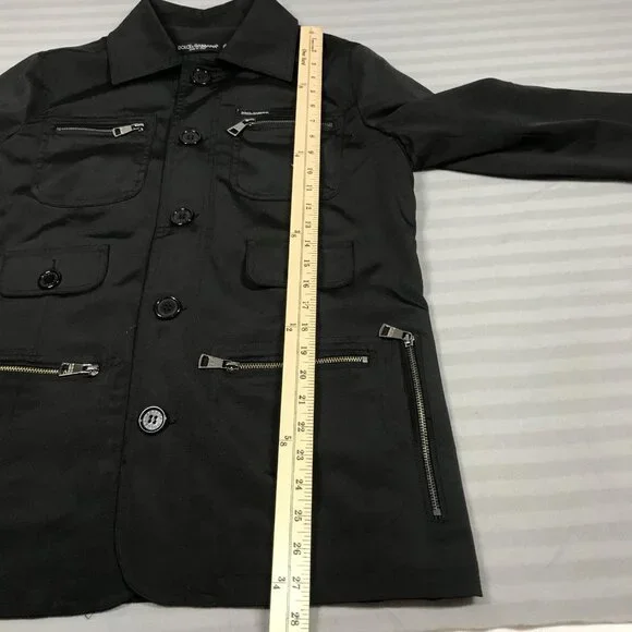 Dolce & Gabbana Jacket Mens 46 Black Made in Italy Utility Zip Pockets Lined - Picture 9 of 12
